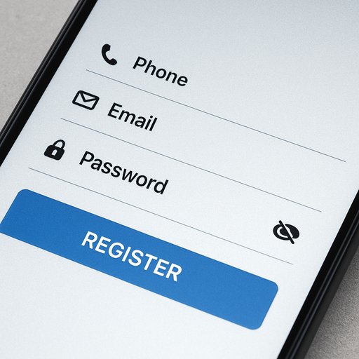 Registration screen with secure sign-up flow